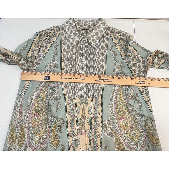 Soft Surroundings Tabitha Tunic Top Floral Paisley Green Pink - Petite XS *READ* - Picture 9 of 12